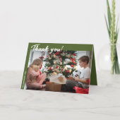 エレガントモダンGreen Holiday Photo Thank You カード (正面)