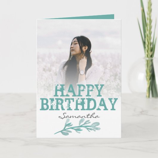 エレガントモダンGreen Photo Water Color Card カード (正面)