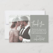 エレガントモダンGreen Script Photo結婚's サンキューカード (正面)