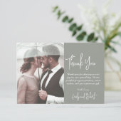 エレガントモダンGreen Script Photo結婚's サンキューカード (スタンド正面)