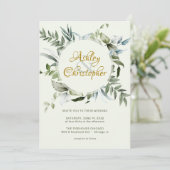 エレガントモダンGreenery結婚 Scriptの 招待状 (スタンド正面)