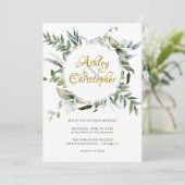 エレガントモダンGreenery結婚 Scriptの 招待状 (スタンド正面)