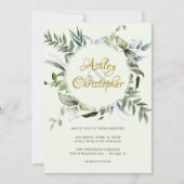 エレガントモダンGreenery結婚 Scriptの 招待状 (正面)