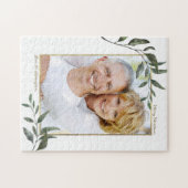 エレガントモダンGreenery Christmas Holiday Photo ジグソーパズル (横)