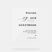 エレガントモダンGuestbook結婚 Frosted アクリルサイン (正面)