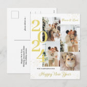 エレガントモダンHappy New Year 4 数々の Photo Holida シーズンポストカード (正面/裏面)