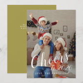 エレガントモダンHappy New Year Family Photo シーズンカード (正面/裏面)