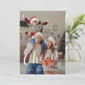 エレガントモダンHappy New Year Family Photo シーズンカード (スタンド正面)