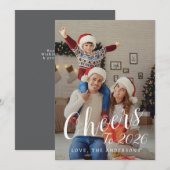 エレガントモダンHappy New Year Family Photo シーズンカード (正面/裏面)