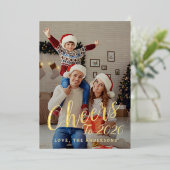 エレガントモダンHappy New Year Family Photo 箔シーズンカード (立ち正面)