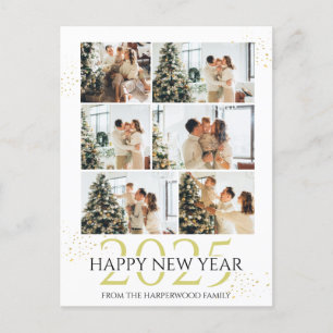 エレガントモダンHappy New Year Photo Collage シーズンポストカード