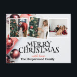 エレガントモダンJoy Christmas Family Photo Collage シーズンポストカード<br><div class="desc">エレガントモダンJoy Christmas Family Photo Collage</div>