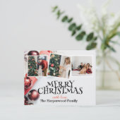 エレガントモダンJoy Christmas Family Photo Collage シーズンポストカード (スタンド正面)