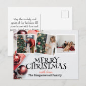 エレガントモダンJoy Christmas Family Photo Collage シーズンポストカード (正面/裏面)