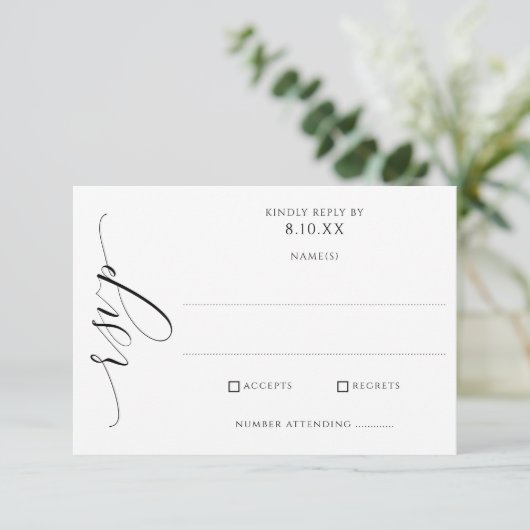 エレガントモダンLuxury Script結婚's 出欠カード (スタンド正面)