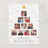 エレガントモダンMerry Christmas Photo & Snowflaks シーズンポストカード (正面)