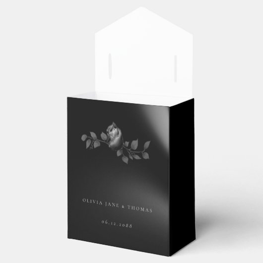 エレガントモダンMoodyブラックバラ結婚フローラ フェイバーボックス (オープン)