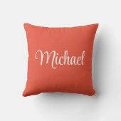 エレガントモダンOrange Redが自分の名前に置き換わる クッション (裏面)