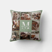 エレガントモダンPhoto Collage Sage引っ越し祝いパーティー クッション (裏面)