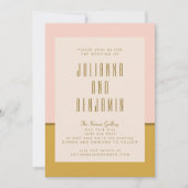 エレガントモダンPink and Mustard 結婚 Geometric 招待状 (正面)