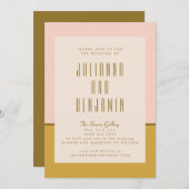 エレガントモダンPink and Mustard 結婚 Geometric 招待状 (正面/裏面)