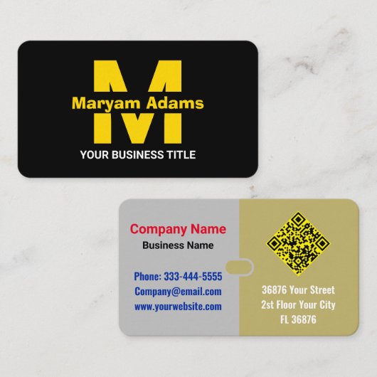 エレガントモダンQRコードのスキャン 名刺 (正面/裏面)