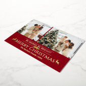 エレガントモダンReindeer Christmas Family 2 Photo 箔シーズンカード (回転した状態)