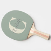 エレガントモダンSage Greenのモノグラム名 卓球ラケット (横)