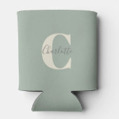 エレガントモダンSage Greenのモノグラム名 缶クーラー (裏面)