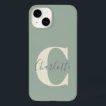 エレガントモダンSage Greenのモノグラム名 Case-Mate iPhone 14ケース<br><div class="desc">シンプルSage Green Case-Mate iPhone 14ケースのモノグラムと名前</div>