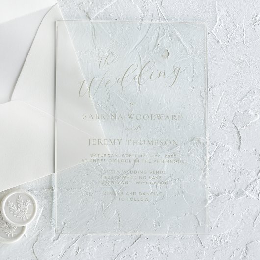 エレガントモダンSage Green結婚 Writh's アクリル招待状