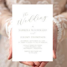 エレガントモダンSage Green結婚 Writh's 招待状