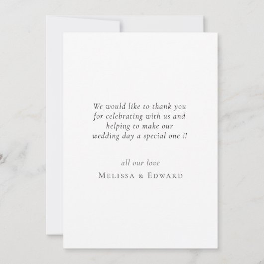 エレガントモダンScript結婚の写真 サンキューカード (裏面)