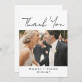 エレガントモダンScript結婚の写真 サンキューカード (正面/裏面)