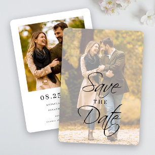 エレガントモダンScript結婚の写真 セーブザデート