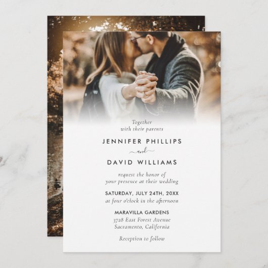 エレガントモダンScript 2フォト結婚式招待状 招待状 (正面/裏面)