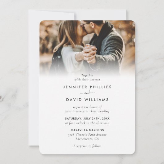 エレガントモダンScript 4 Photo結婚式招待状 招待状 (正面)