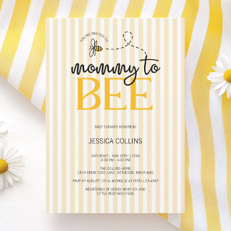 エレガントモダンScript Mommy to Bee Baby Shower 招待状