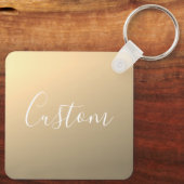 エレガントモダンScript MonogramまたはWord | ゴールデン キーホルダー (裏面)