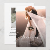 エレガントモダンScript Photoクラシック結婚's サンキューカード (正面/裏面)