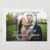 エレガントモダンScript Photo結婚のサンキューカード サンキューカード (裏面)