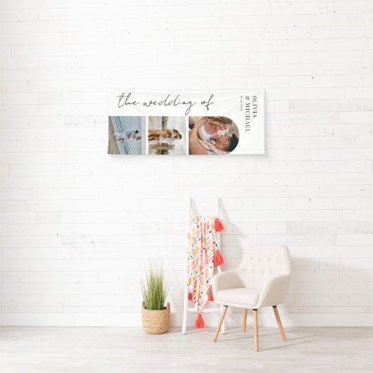 エレガントモダンScript Photo結婚's 横断幕 (インサイチュ)