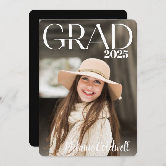 エレガントモダンScript Photo Gradation Party 招待状 (正面/裏面)