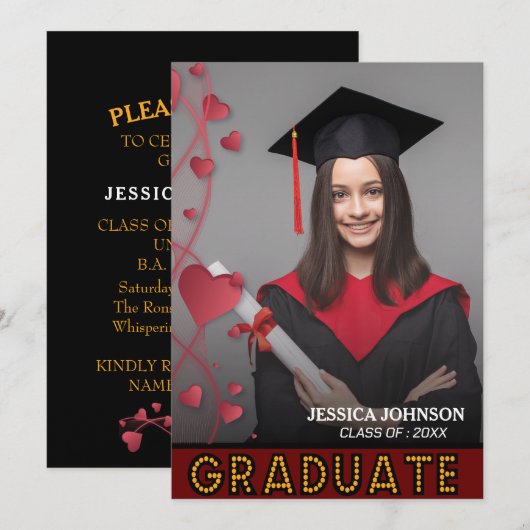 エレガントモダンScript Photo Gradation Party 招待状 (正面/裏面)