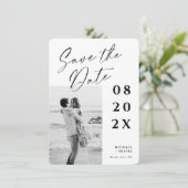 エレガントモダンScript Photo Wedding日付の保存 セーブザデート (スタンド正面)