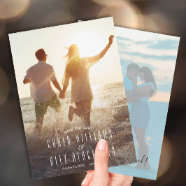 エレガントモダンScript Photo Wedding日付の保存 セーブザデート