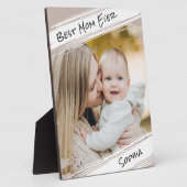 エレガントモダンTaupe写真を追加最高のMom Ever フォトプラーク (側面)