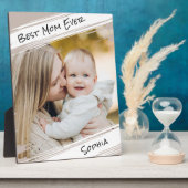 エレガントモダンTaupe写真を追加最高のMom Ever フォトプラーク (側面)