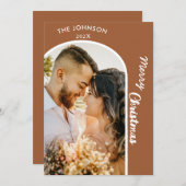 エレガントモダンTerracotta写真クリスマス シーズンカード (正面/裏面)