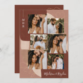 エレガントモダンTerracotta抽象芸術6写真結婚の 招待状 (正面/裏面)